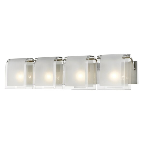 Z-Lite Zephyr 4 Light Vanity, Brushed Nickel & Clear Beveled, Frosted 169-4V-BN - main